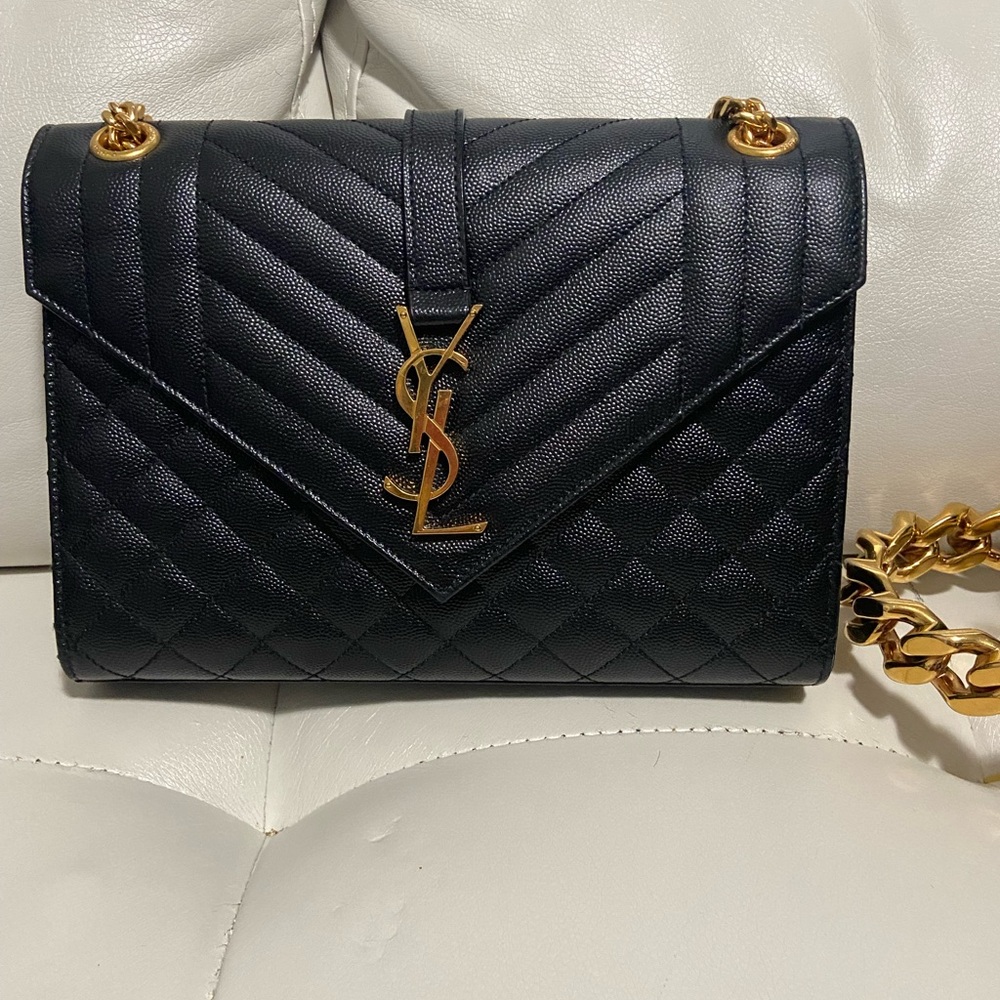 Black with gold chain medium YSL ENVELOPE PURSE